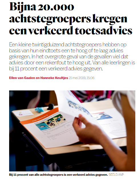 Nieuws rondom advies in rapportage IEP eindtoets
